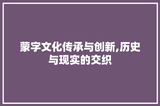 蒙字文化传承与创新,历史与现实的交织