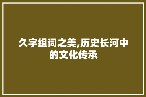 久字组词之美,历史长河中的文化传承