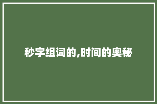 秒字组词的,时间的奥秘