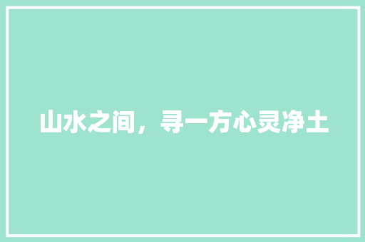 山水之间，寻一方心灵净土