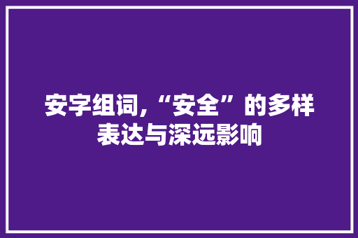 安字组词,“安全”的多样表达与深远影响