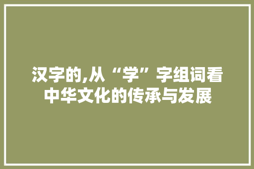 汉字的,从“学”字组词看中华文化的传承与发展