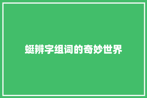 蜓辨字组词的奇妙世界