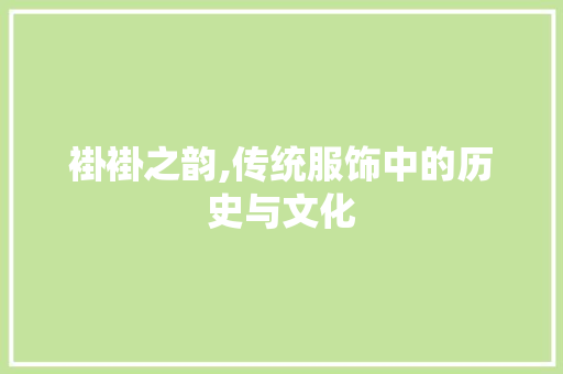 褂褂之韵,传统服饰中的历史与文化
