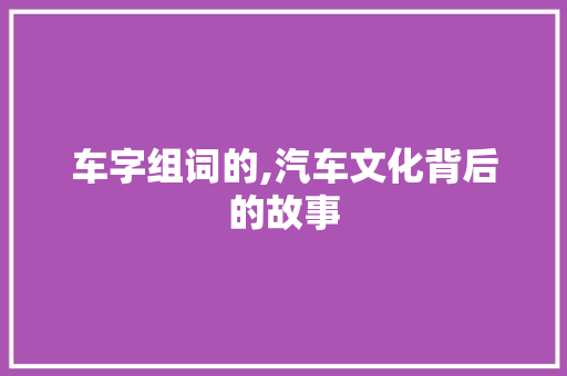 车字组词的,汽车文化背后的故事
