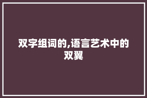 双字组词的,语言艺术中的双翼