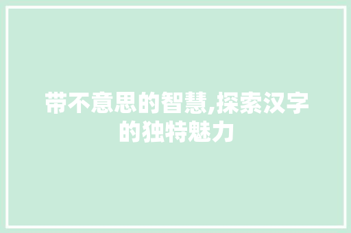 带不意思的智慧,探索汉字的独特魅力