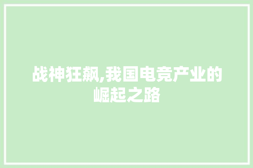 战神狂飙,我国电竞产业的崛起之路