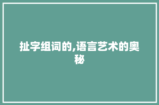 扯字组词的,语言艺术的奥秘