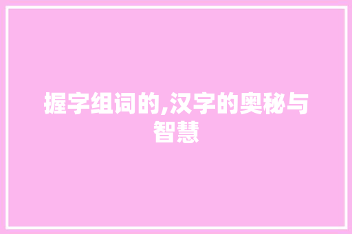 握字组词的,汉字的奥秘与智慧
