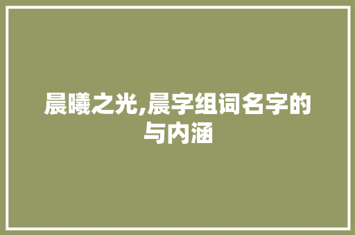 晨曦之光,晨字组词名字的与内涵