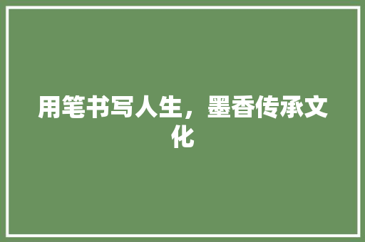 用笔书写人生，墨香传承文化