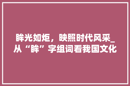 眸光如炬，映照时代风采_从“眸”字组词看我国文化底蕴