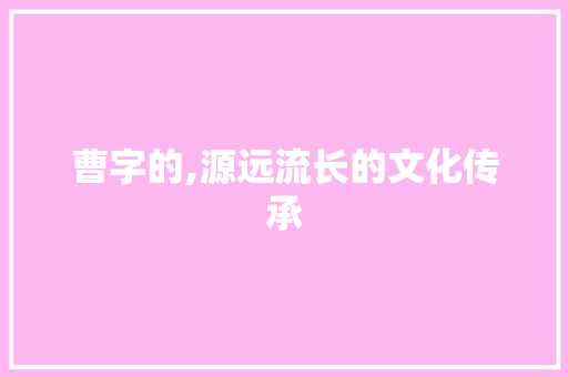 曹字的,源远流长的文化传承
