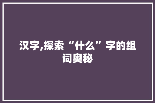 汉字,探索“什么”字的组词奥秘