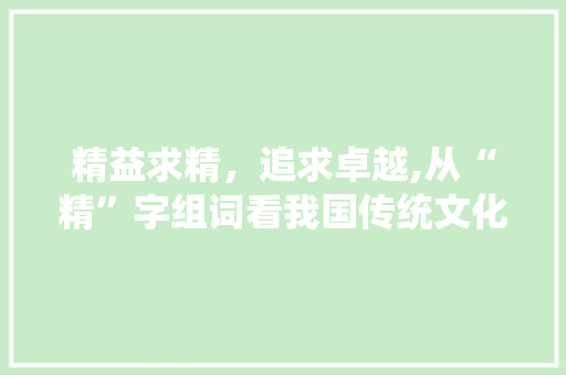 精益求精,追求卓越,从“精”字组词看我国传统文化中的精神追求