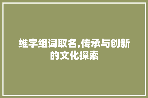 维字组词取名,传承与创新的文化探索