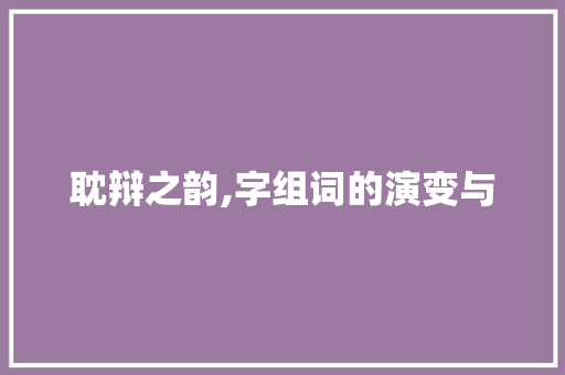 耽辩之韵,字组词的演变与