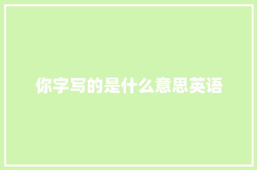 你字写的是什么意思英语