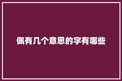 佩有几个意思的字有哪些