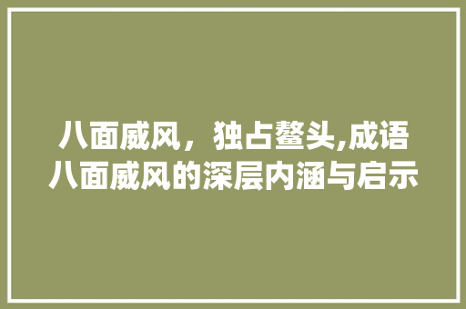 八面威风，独占鳌头,成语八面威风的深层内涵与启示_八个字的成语带意思