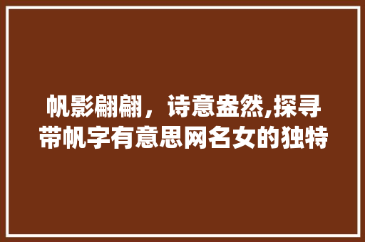 帆影翩翩,诗意盎然,探寻带帆字有意思网名女的独特魅力_带帆字的有意思网名女