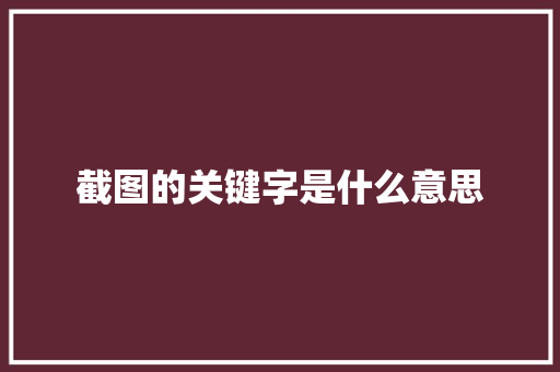 截图的关键字是什么意思