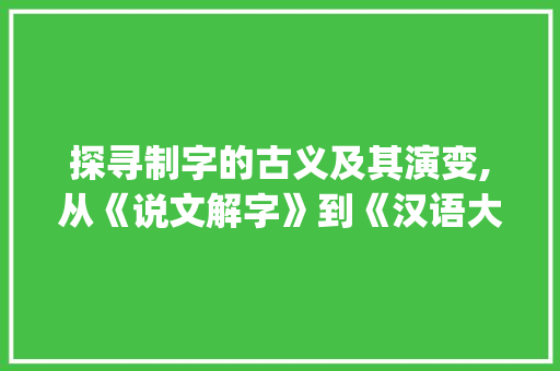 探寻制字的古义及其演变,从《说文解字》到《汉语大字典》的考证_制字的古义及出处和意思  第1张