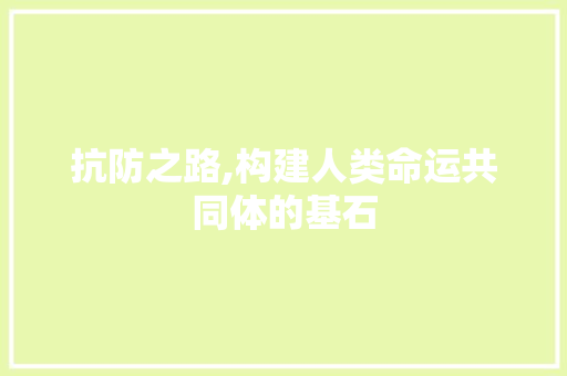 抗防之路,构建人类命运共同体的基石