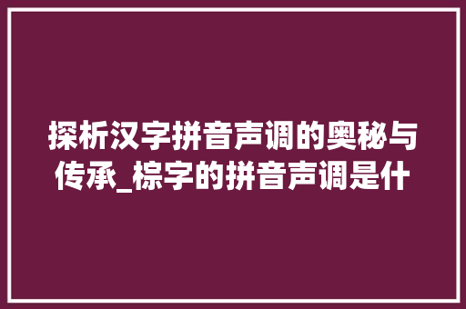 探析汉字拼音声调的奥秘与传承_棕字的拼音声调是什么意思