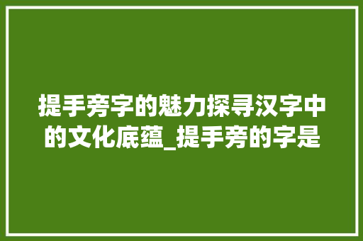 提手旁字的魅力探寻汉字中的文化底蕴_提手旁的字是什么意思