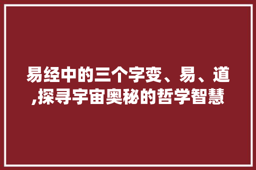 易经中的三个字变、易、道,探寻宇宙奥秘的哲学智慧_易经中3个字的意思解释