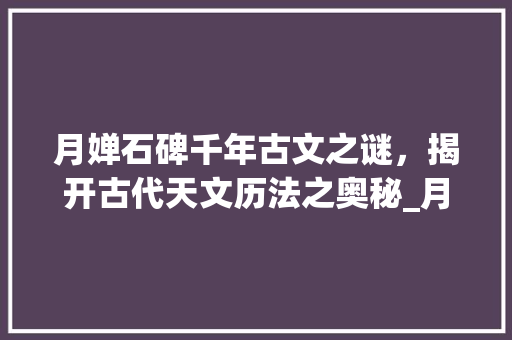 月婵石碑千年古文之谜，揭开古代天文历法之奥秘_月婵石碑写的字什么意思
