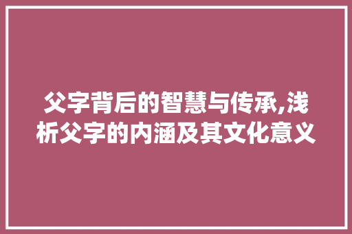 父字背后的智慧与传承,浅析父字的内涵及其文化意义_父母中的父字是什么意思