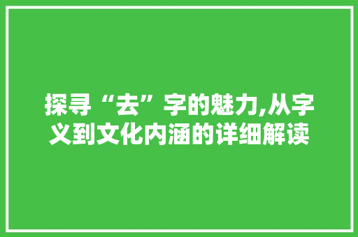 探寻“去”字的魅力,从字义到文化内涵的详细解读