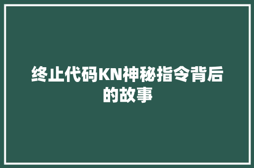 终止代码KN神秘指令背后的故事