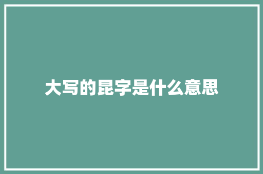 大写的昆字是什么意思